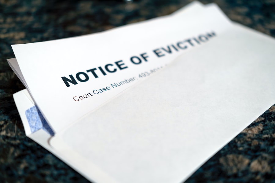 Notice of eviction posted on a unit door